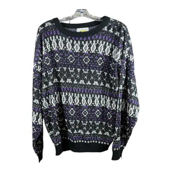 Vintage 80’s Geometric Print Grandpa Sweater - Picture 1 of 3